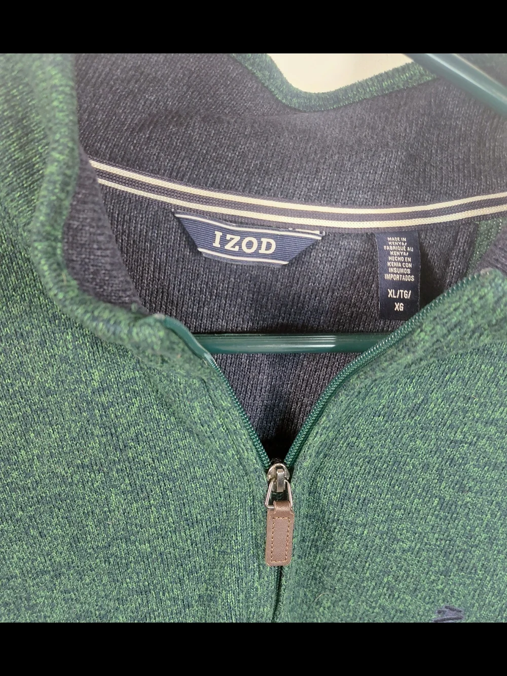IZOD Men’s Green Quarter-Zip Sweater XL